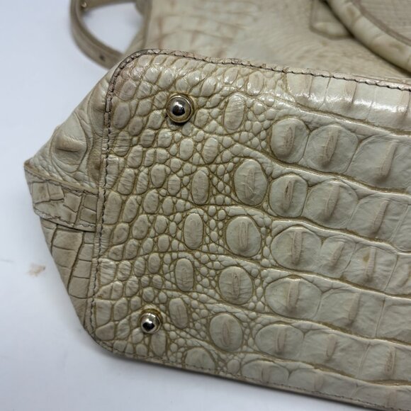 Brahmin cream Duxbury satchel bag embossed leather - Picture 9 of 16